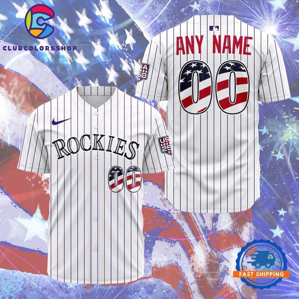 MLB Colorado Rockies Personalized 2026 Stars And Stripes 4th Of July Baseball Jersey
