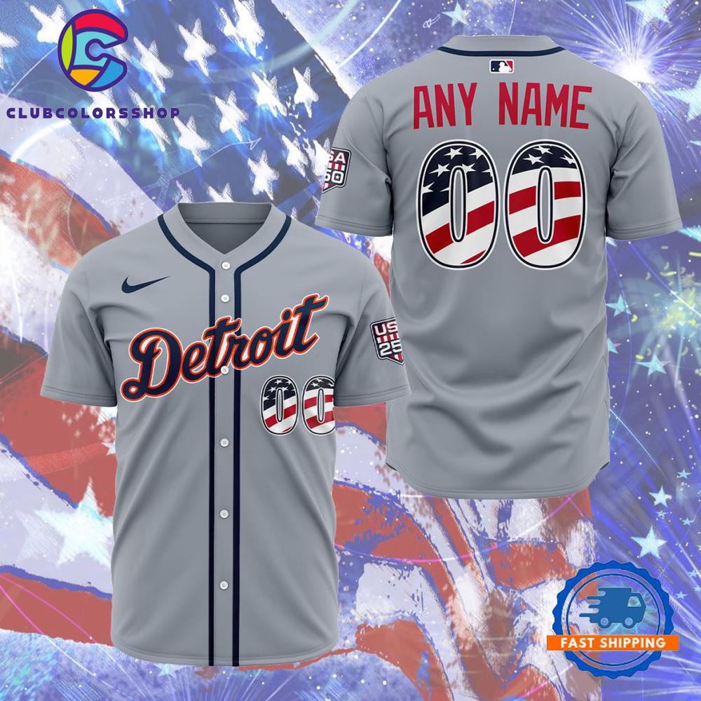MLB Detroit Tigers Personalized 2026 Stars And Stripes 4th Of July Baseball Jersey