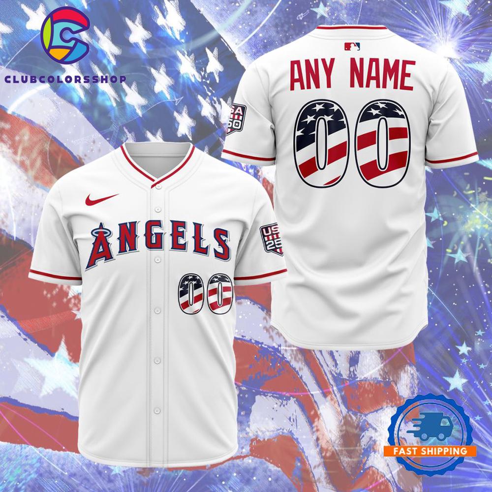 MLB Los Angeles Angels Personalized 2026 Stars And Stripes 4th Of July Baseball Jersey
