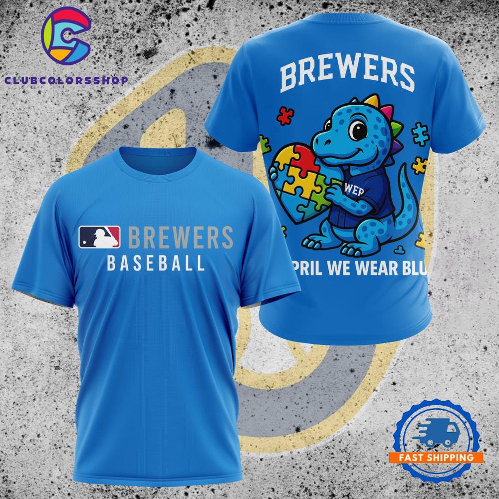 MLB Milwaukee Brewers In April We Wear Blue T Shirt