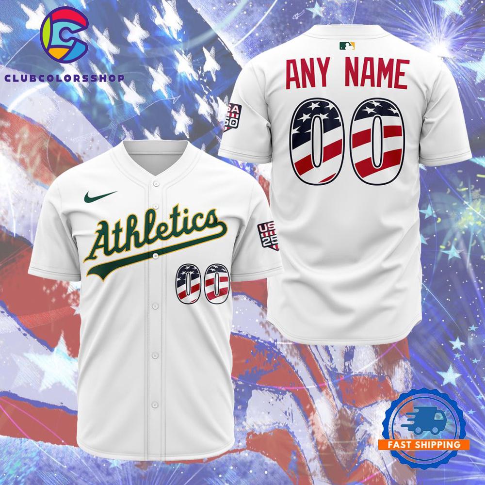MLB Oakland Athletics Personalized 2026 Stars And Stripes 4th Of July Baseball Jersey