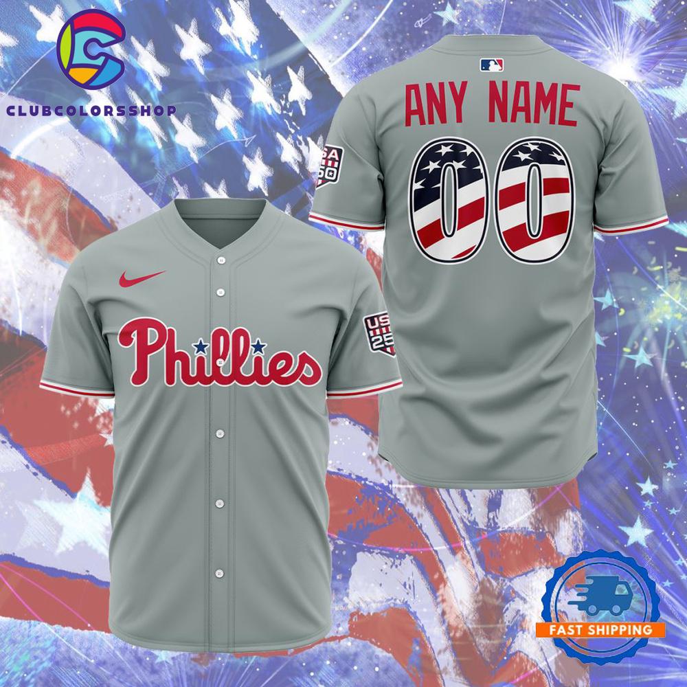 MLB Philadelphia Phillies Personalized 2026 Stars And Stripes 4th Of July Baseball Jersey