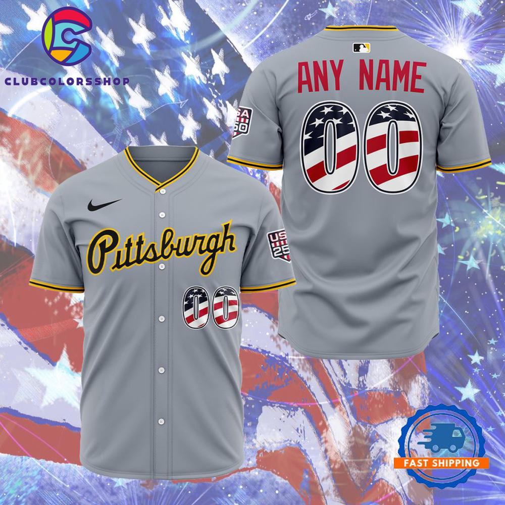 MLB Pittsburgh Pirates Personalized 2026 Stars And Stripes 4th Of July Baseball Jersey