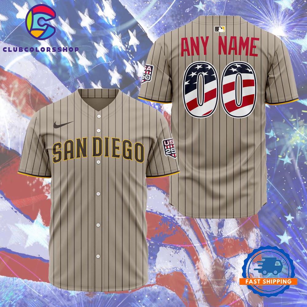 MLB San Diego Padres Personalized 2026 Stars And Stripes 4th Of July Baseball Jersey