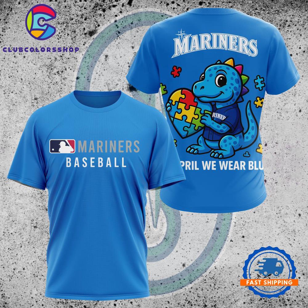 MLB Seattle Mariners In April We Wear Blue T Shirt
