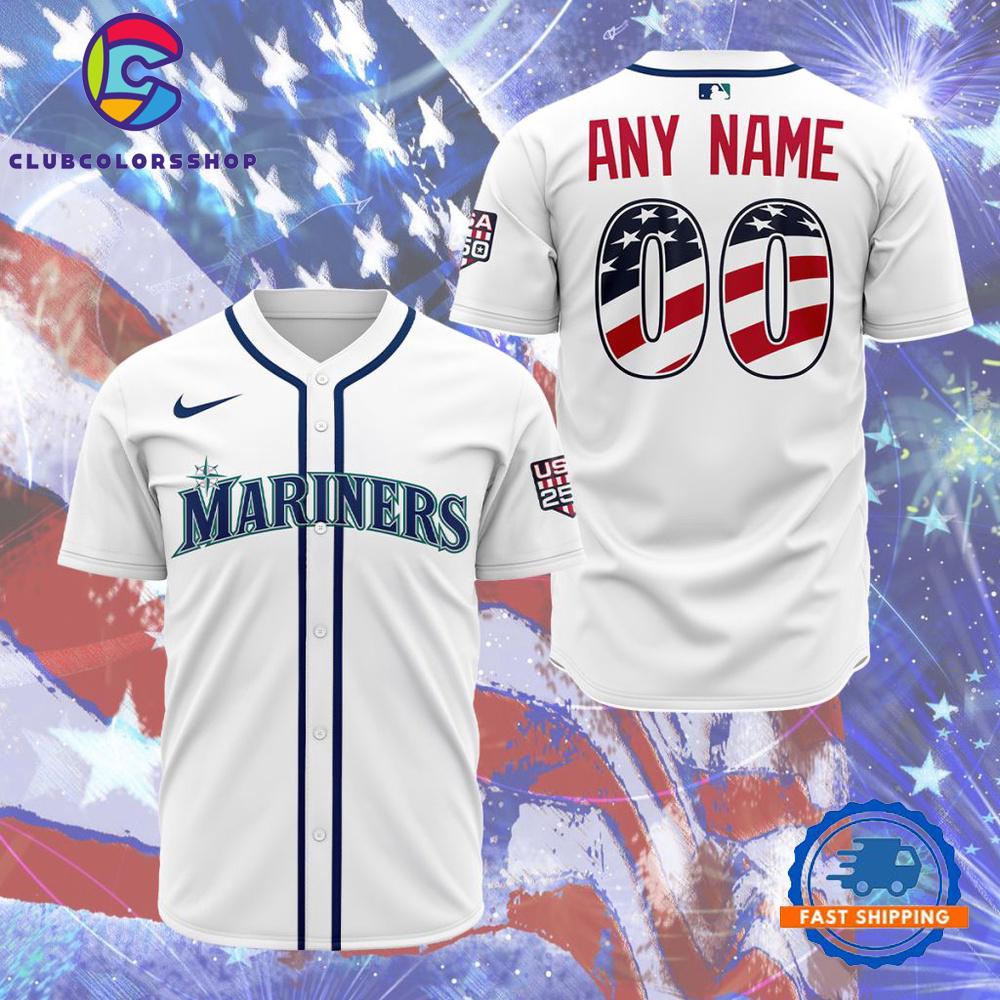 MLB Seattle Mariners Personalized 2026 Stars And Stripes 4th Of July Baseball Jersey