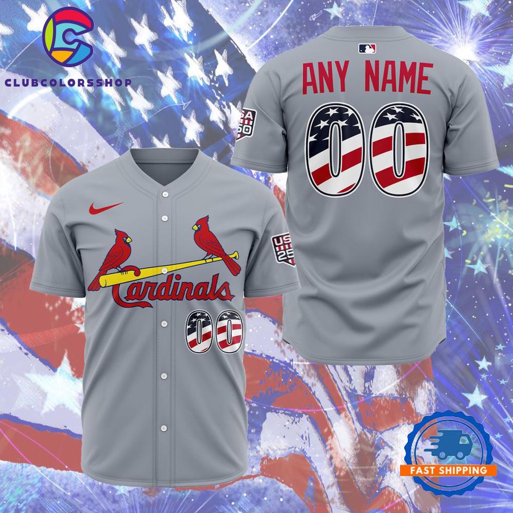 MLB St. Louis Cardinals Personalized 2026 Stars And Stripes 4th Of July Baseball Jersey