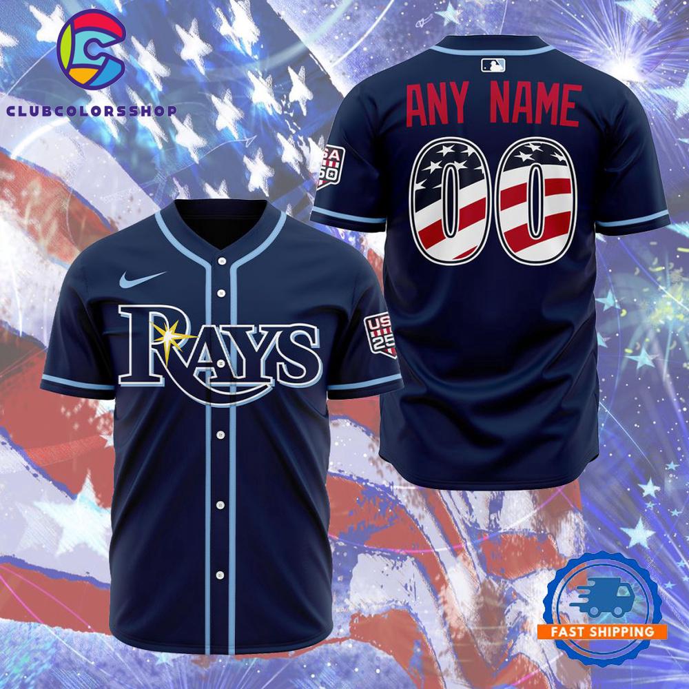 MLB Tampa Bay Rays Personalized 2026 Stars And Stripes 4th Of July Baseball Jersey