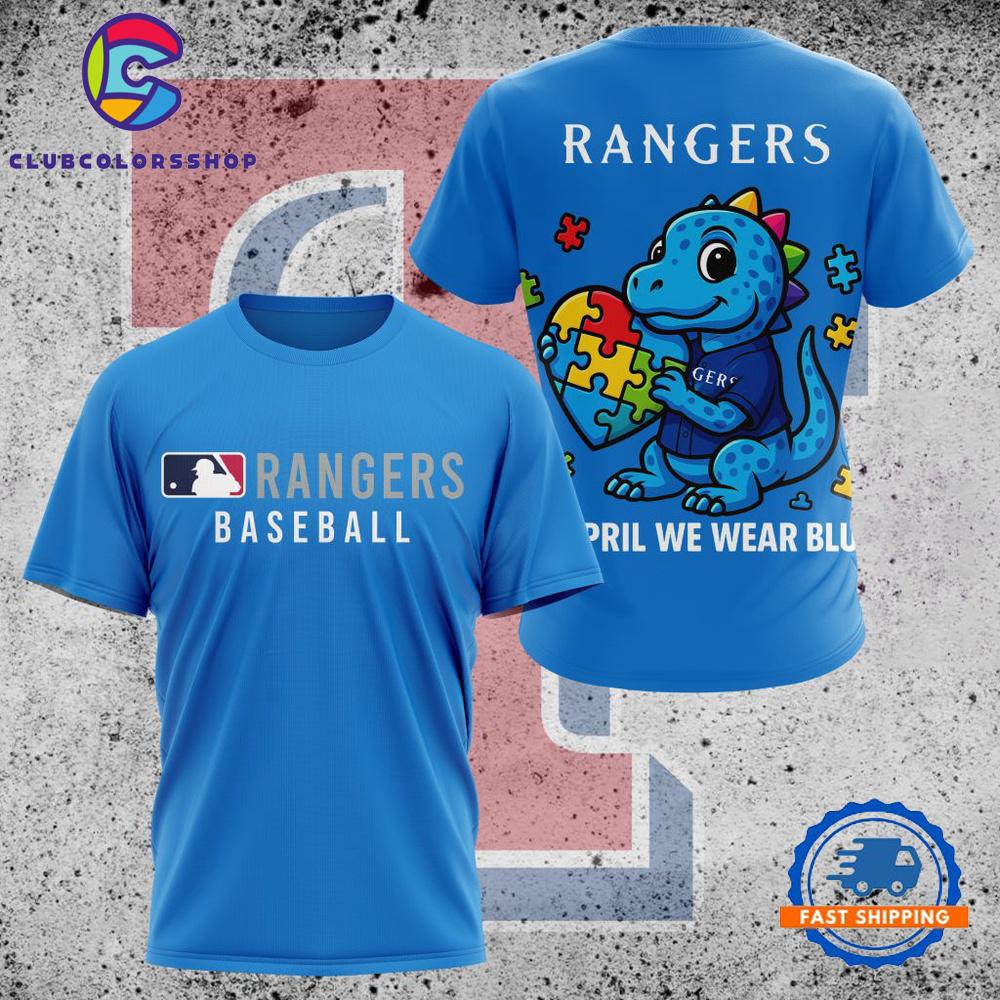 MLB Texas Rangers In April We Wear Blue T Shirt