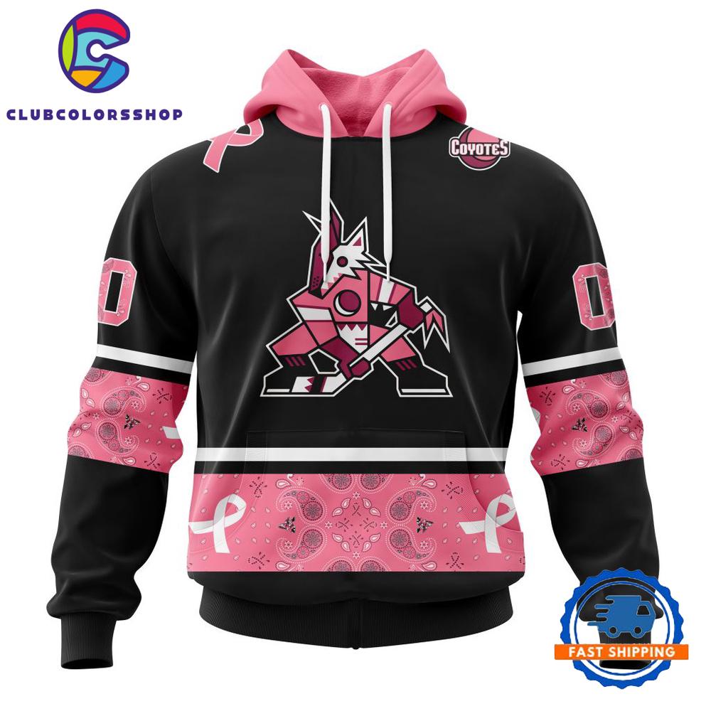 NHL Arizona Coyotes In Classic Style With Paisley WE WEAR PINK BREAST CANCER Hoodie, T Shirt, Sweatshirt