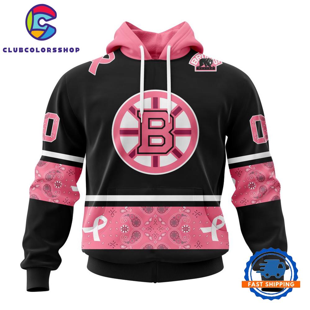NHL Boston Bruins In Classic Style With Paisley! WE WEAR PINK BREAST CANCER