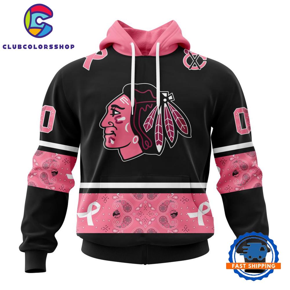 NHL Chicago BlackHawks In Classic Style With Paisley WE WEAR PINK BREAST CANCER Hoodie, T Shirt, Sweatshirt