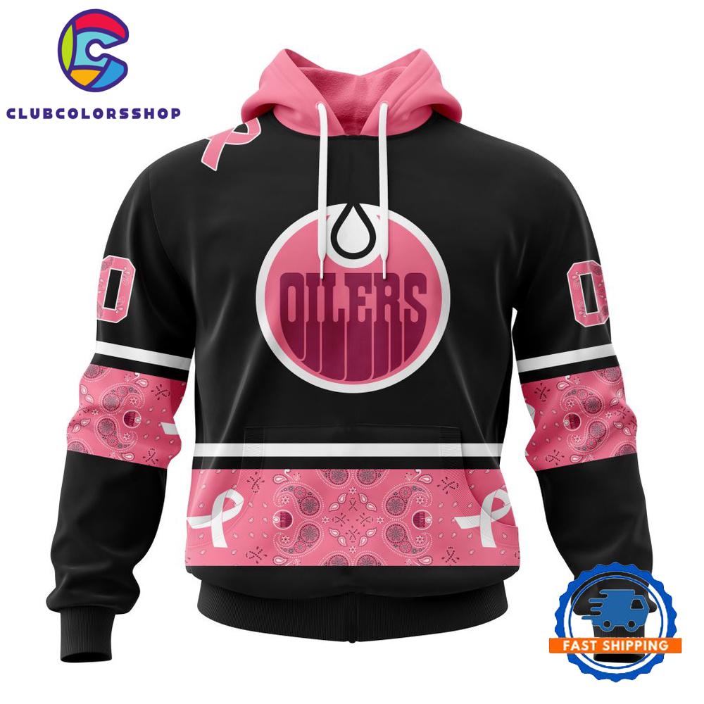 NHL Edmonton Oilers In Classic Style With Paisley WE WEAR PINK BREAST CANCER Hoodie, T Shirt, Sweatshirt