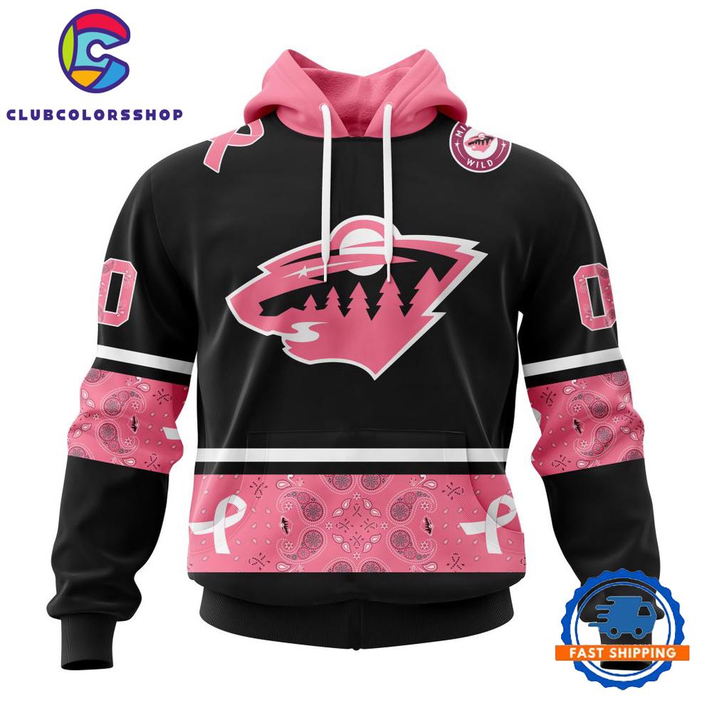 NHL Minnesota Wild In Classic Style With Paisley WE WEAR PINK BREAST CANCER Hoodie, T Shirt, Sweatshirt