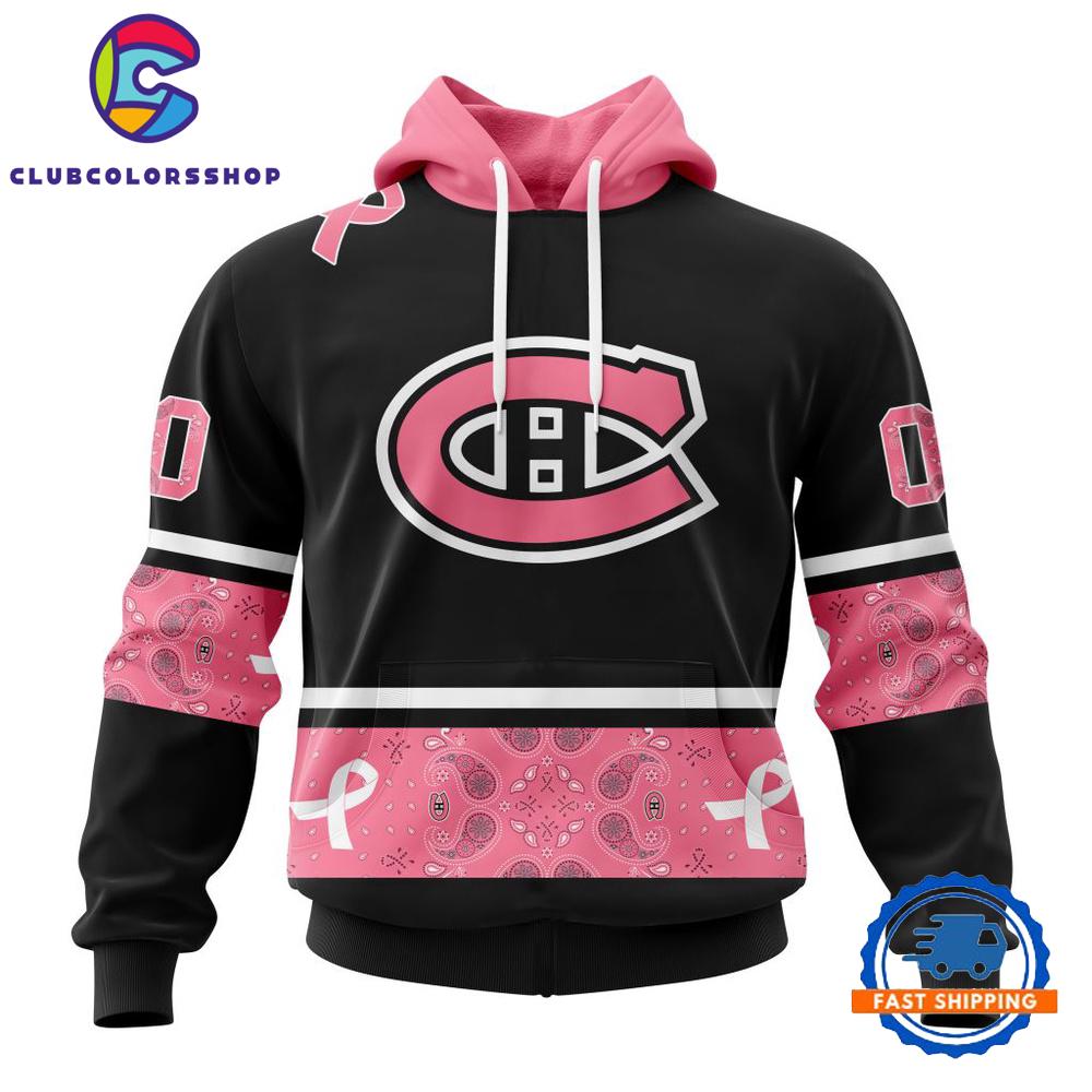 NHL Montreal Canadiens In Classic Style With Paisley WE WEAR PINK BREAST CANCER Hoodie, T Shirt, Sweatshirt