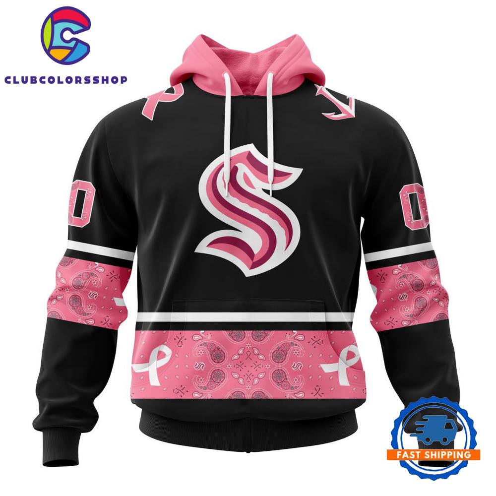 NHL Seattle Kraken In Classic Style With Paisley WE WEAR PINK BREAST CANCER Hoodie, T Shirt, Sweatshirt