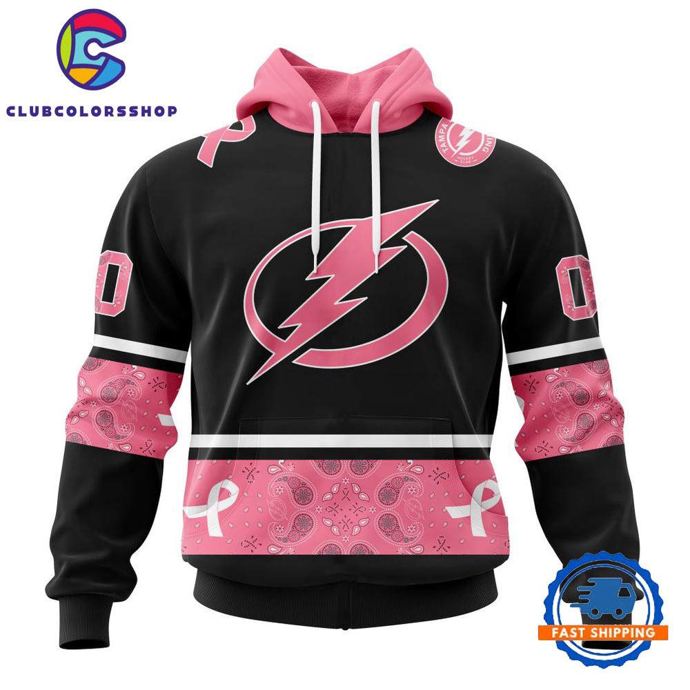 NHL Tampa Bay Lightning In Classic Style With Paisley WE WEAR PINK BREAST CANCER Hoodie, T Shirt, Sweatshirt