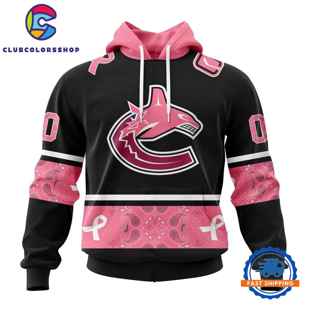 NHL Vancouver Canucks In Classic Style With Paisley WE WEAR PINK BREAST CANCER Hoodie, T Shirt, Sweatshirt