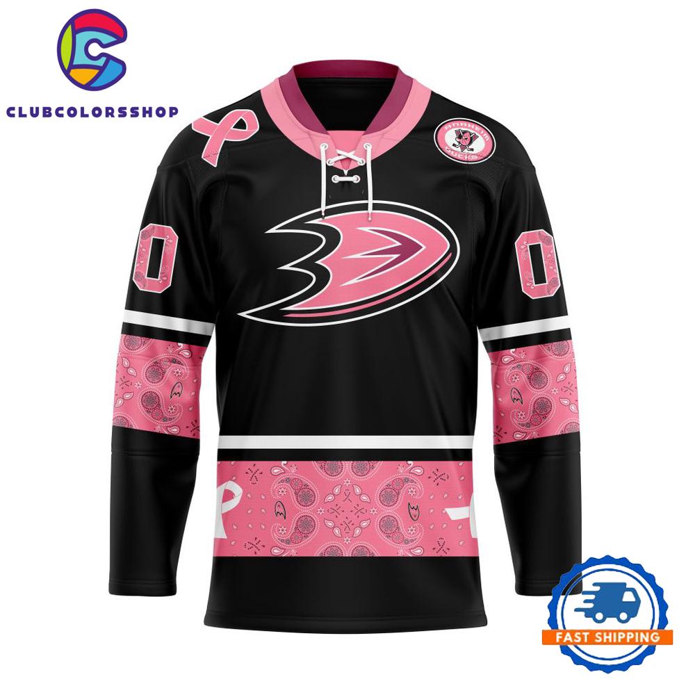 NHL Anaheim Ducks In Classic Style With Paisley IN OCTOBER WE WEAR PINK BREAST CANCER Hockey Jersey
