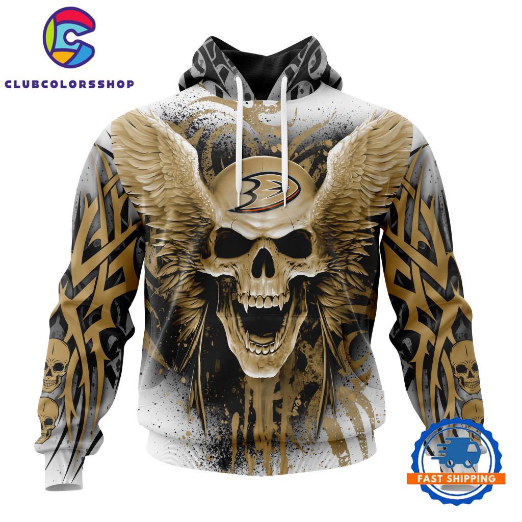 NHL Anaheim Ducks Special Kits With Skull Art Hoodie, T Shirt