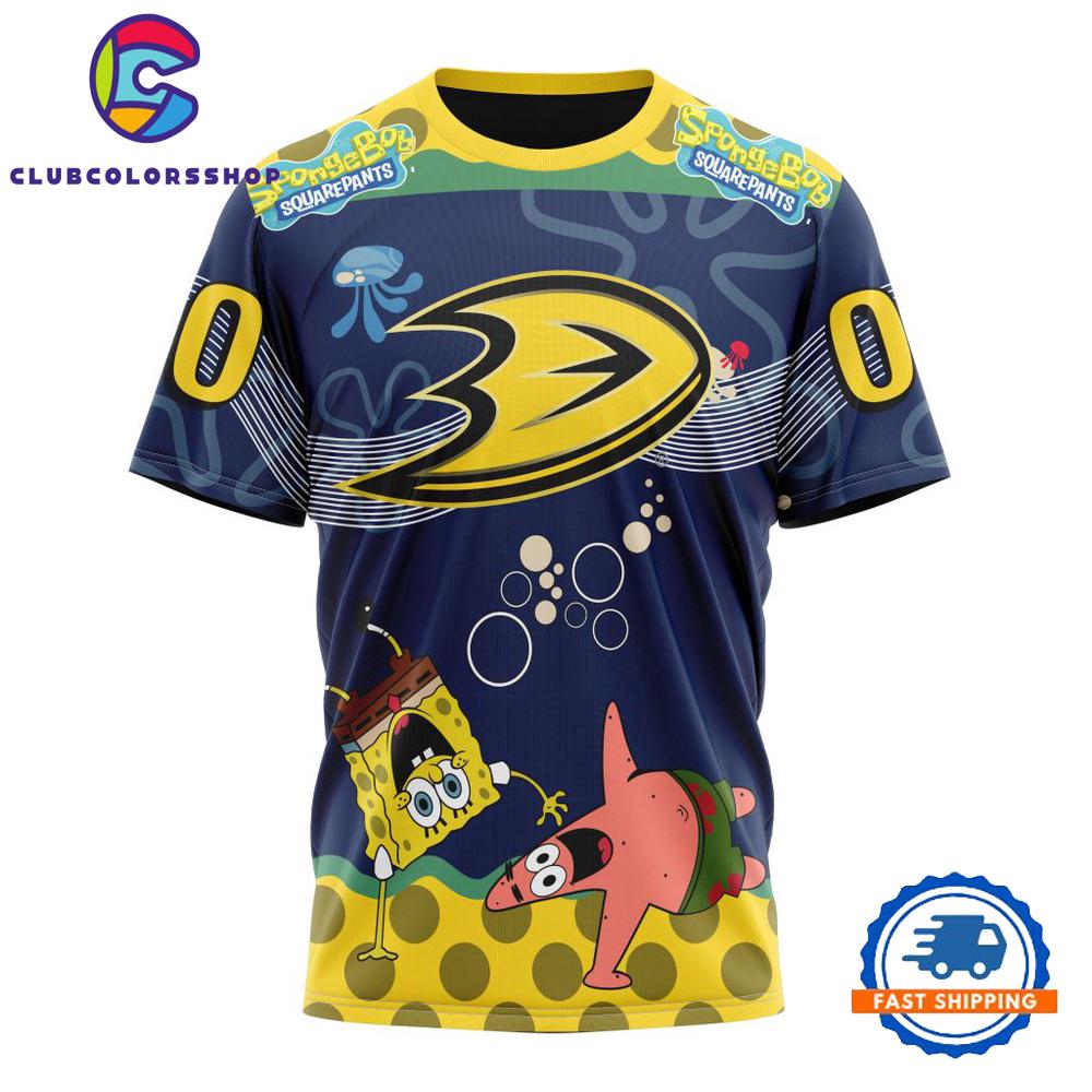 NHL Anaheim Ducks Specialized Jersey With SpongeBob Hoodie, T Shirt NHL Anaheim Ducks Specialized Jersey With SpongeBob Hoodie, T Shirt