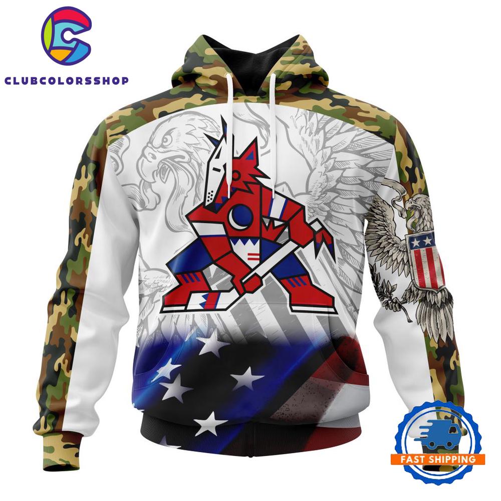 NHL Arizona Coyotes Specialized Design With Our America Flag And Our America Eagle Hoodie, T Shirt