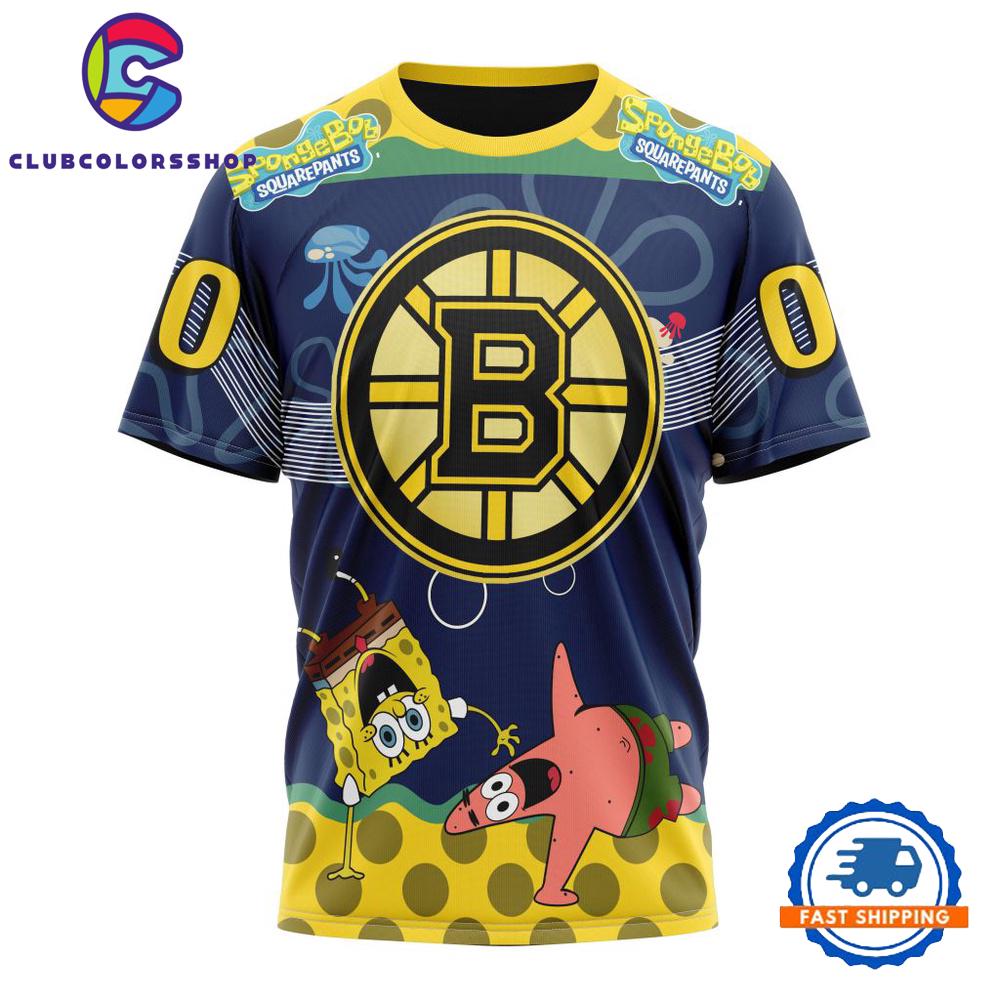 NHL Boston Bruins Specialized Jersey With SpongeBob Hoodie, T Shirt NHL Boston Bruins Specialized Jersey With SpongeBob Hoodie, T Shirt
