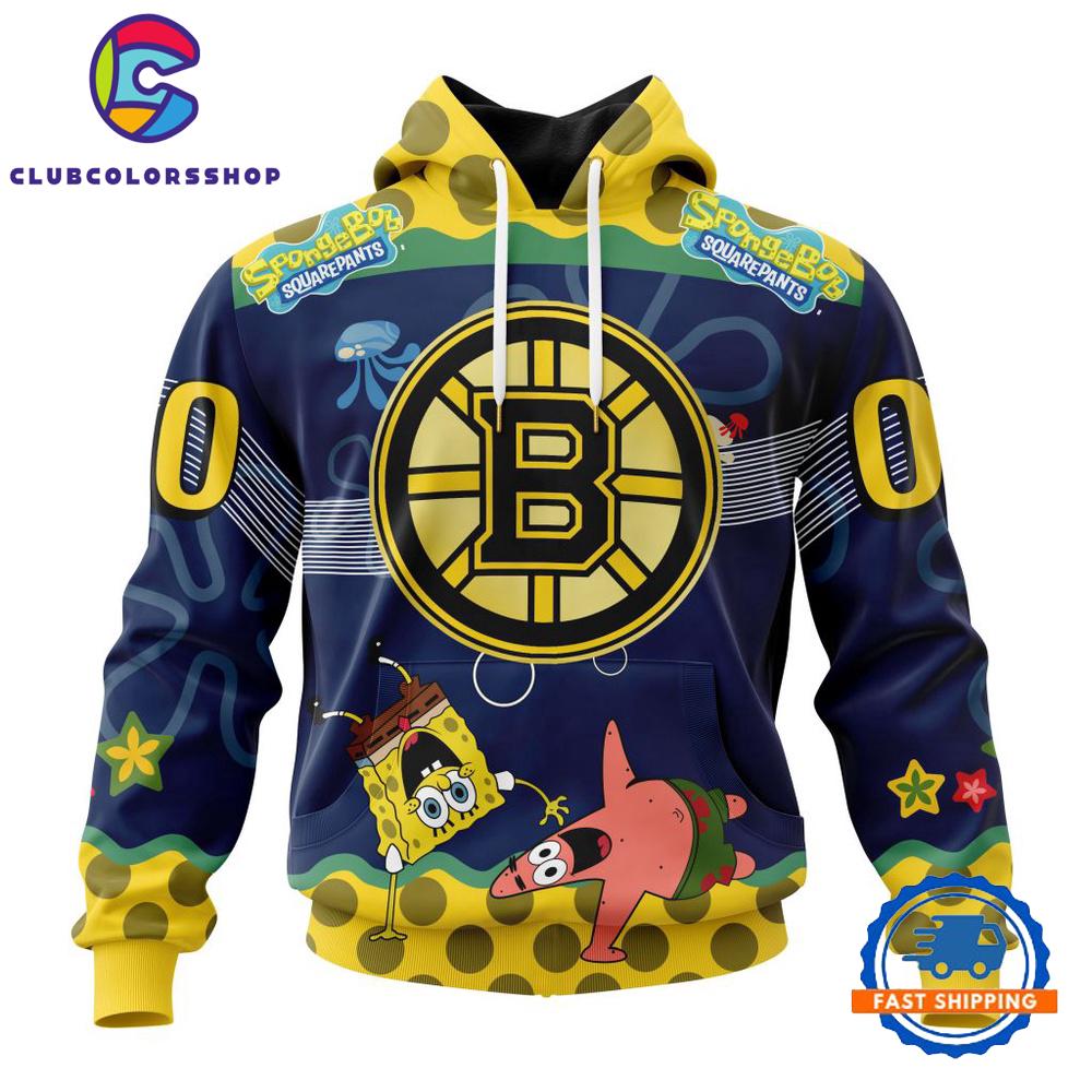 NHL Boston Bruins Specialized Jersey With SpongeBob Hoodie, T Shirt