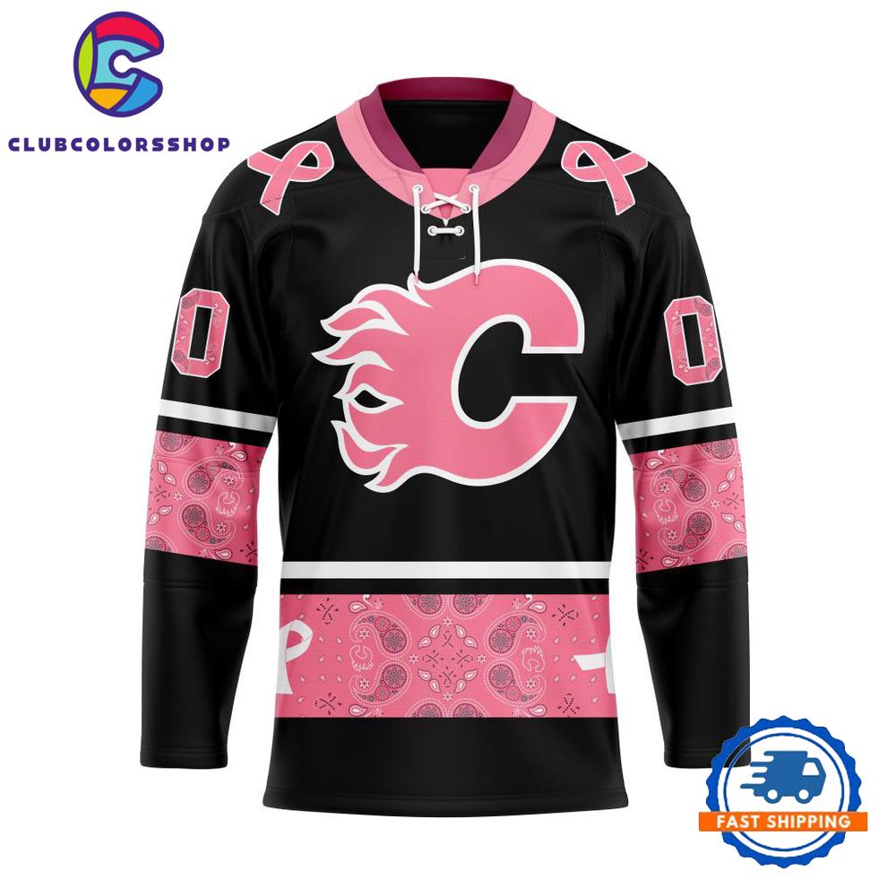 NHL Calgary Flames In Classic Style With Paisley IN OCTOBER WE WEAR PINK BREAST CANCER Hockey Jersey