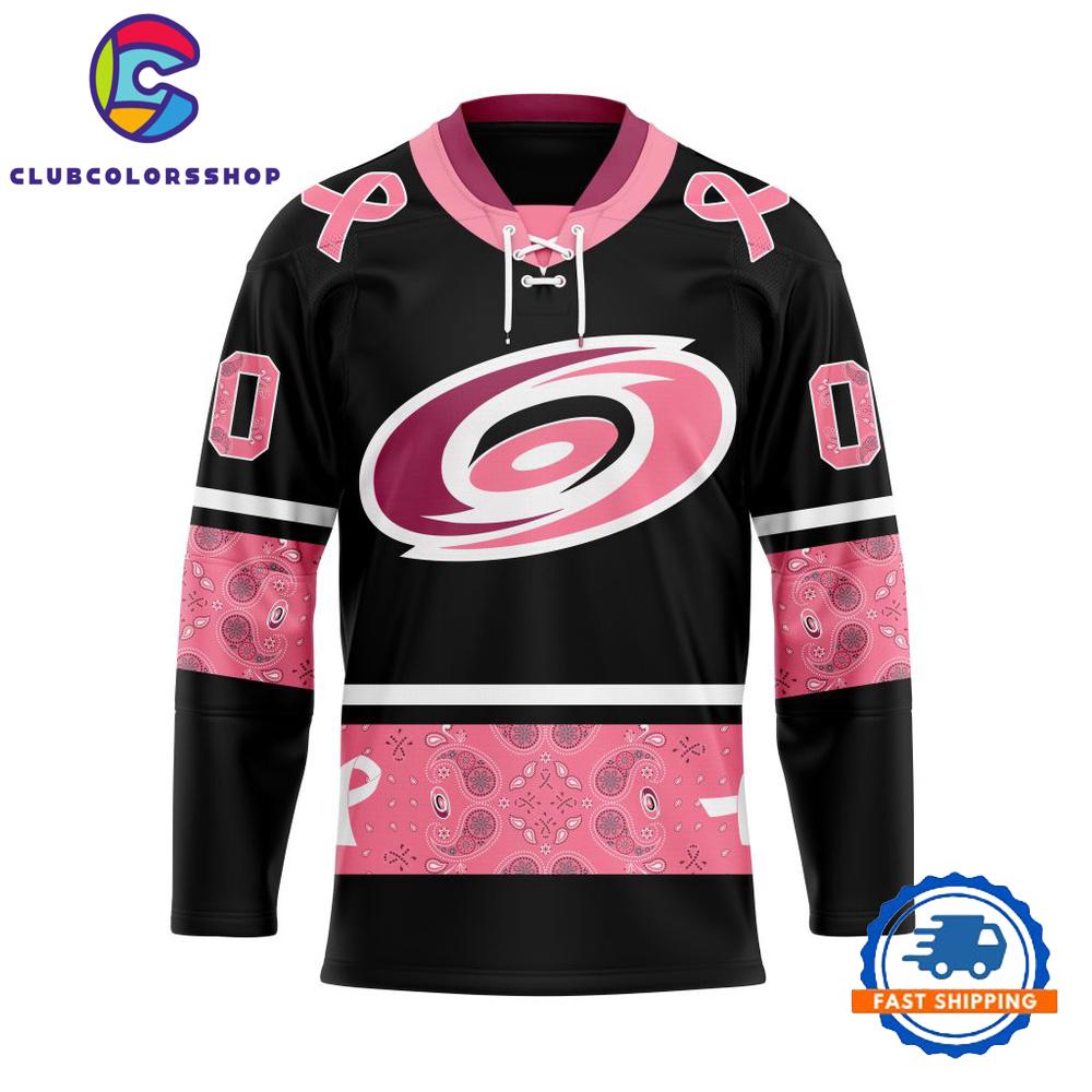 NHL Carolina Hurricanes In Classic Style With Paisley IN OCTOBER WE WEAR PINK BREAST CANCER Hockey Jersey