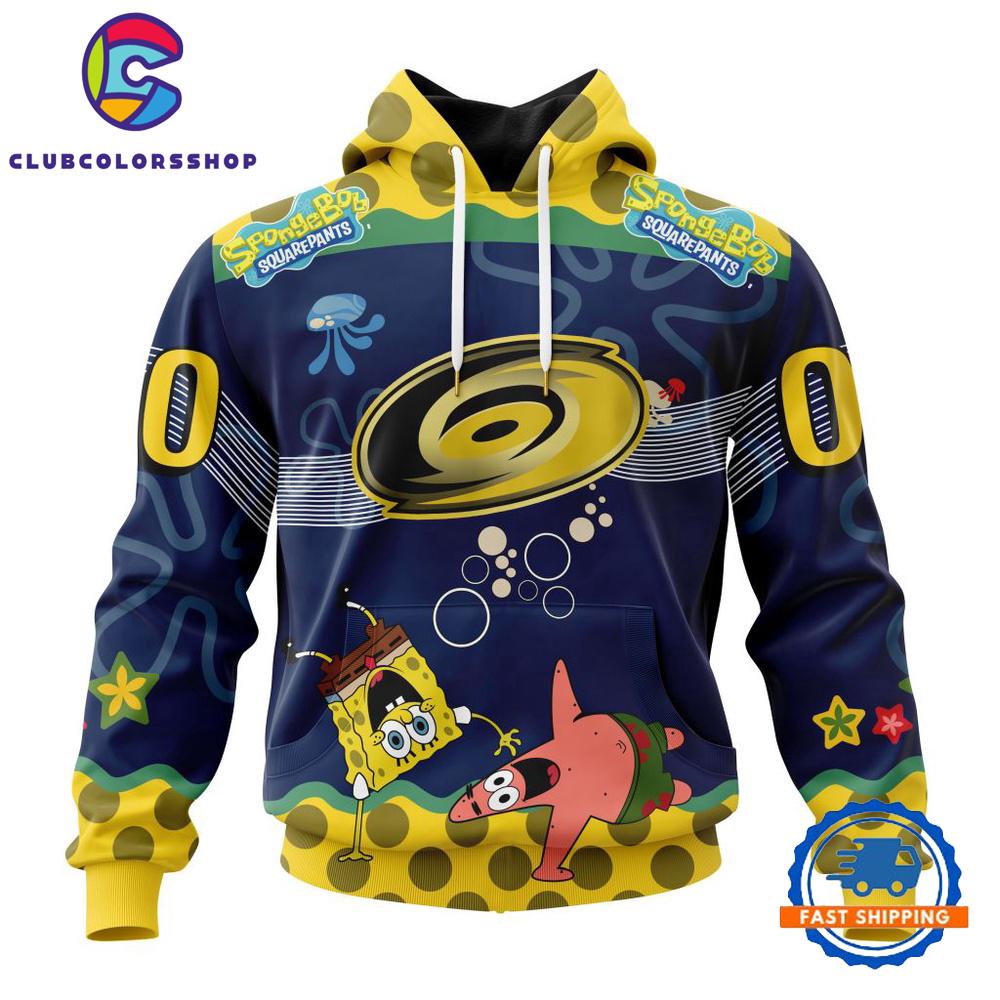 NHL Carolina Hurricanes Specialized Jersey With SpongeBob Hoodie, T Shirt