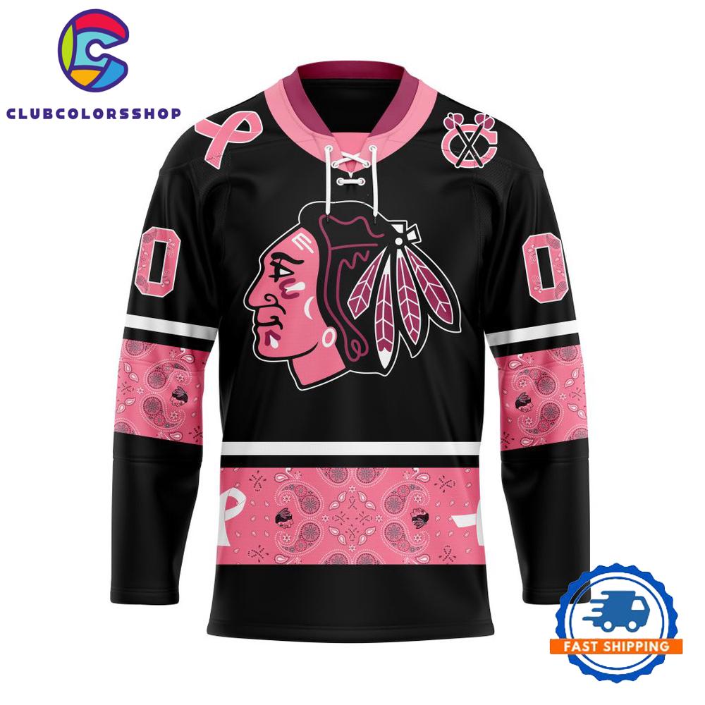 NHL Chicago BlackHawks In Classic Style With Paisley IN OCTOBER WE WEAR PINK BREAST CANCER Hockey Jersey