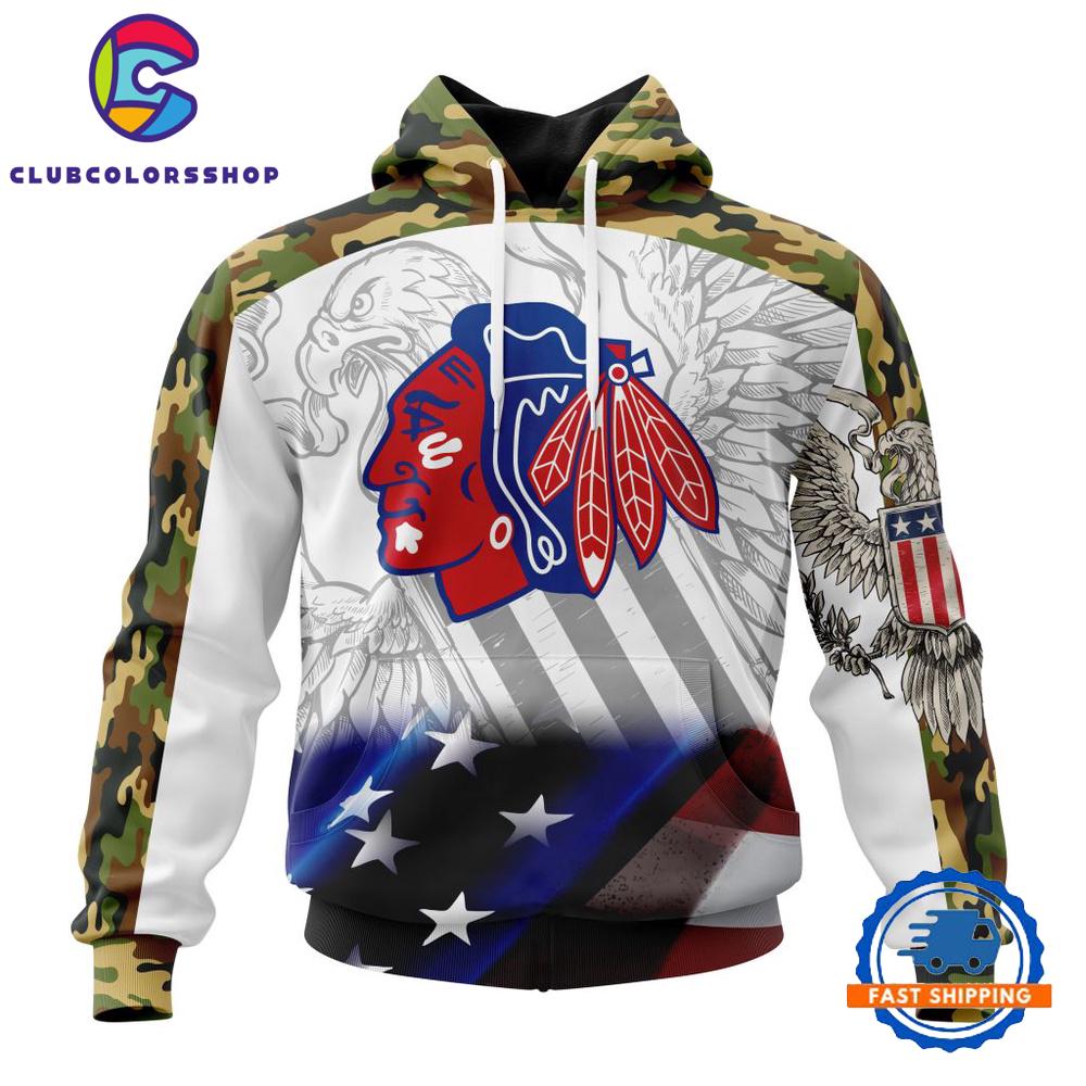 NHL Chicago BlackHawks Specialized Design With Our America Flag And Our America Eagle Hoodie, T Shirt