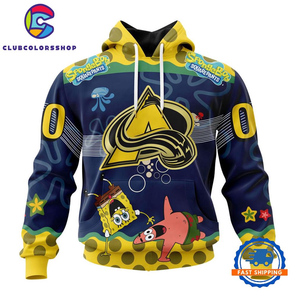 NHL Colorado Avalanche Specialized Jersey With SpongeBob Hoodie, T Shirt
