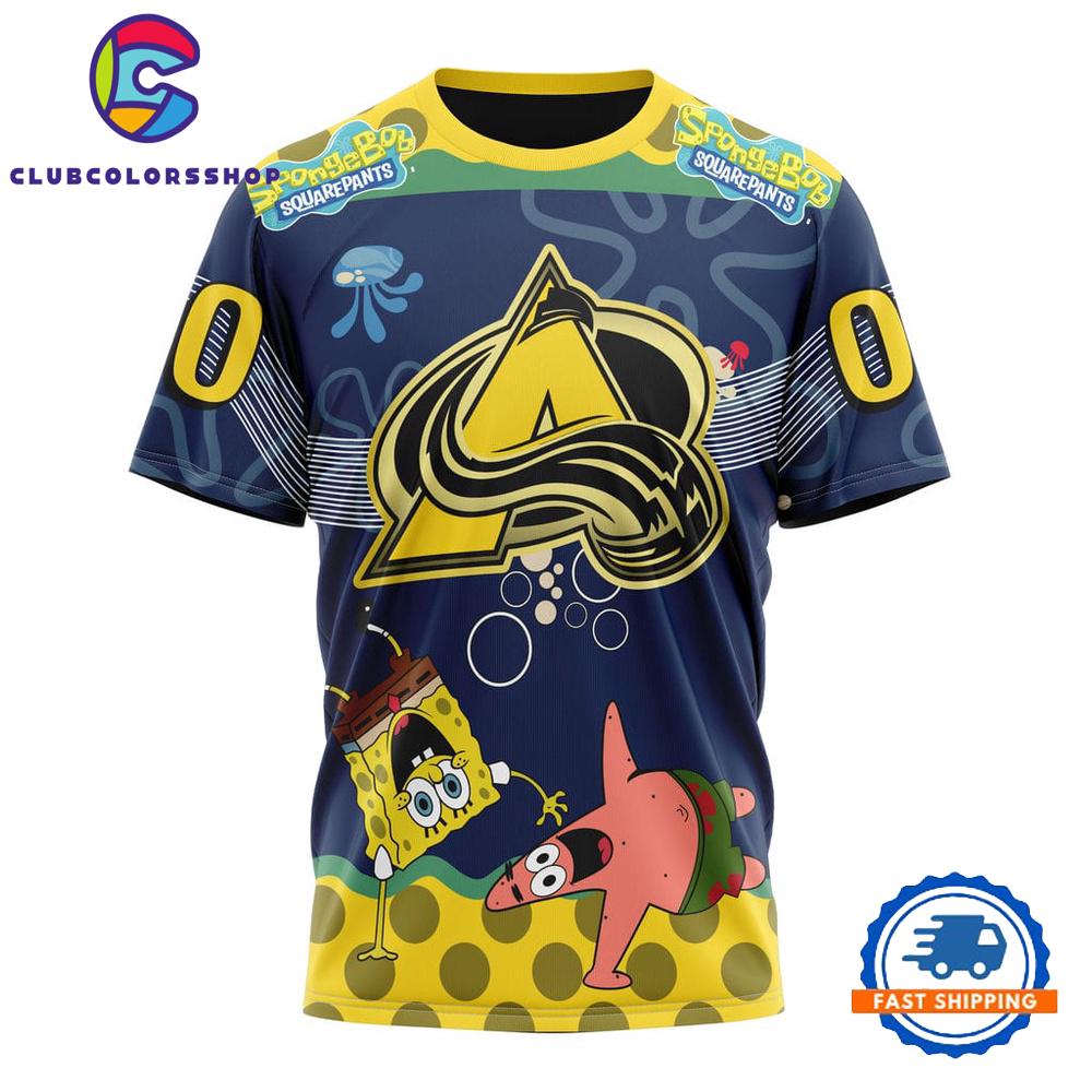 NHL Colorado Avalanche Specialized Jersey With SpongeBob Hoodie, T Shirt NHL Colorado Avalanche Specialized Jersey With SpongeBob Hoodie, T Shirt