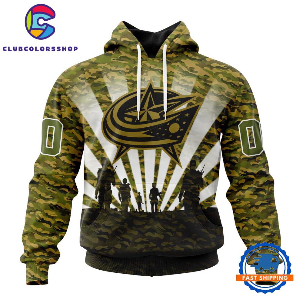 NHL Columbus Blue Jackets Military Camo Kits For Veterans Day And Rememberance Day Hoodie, T Shirt