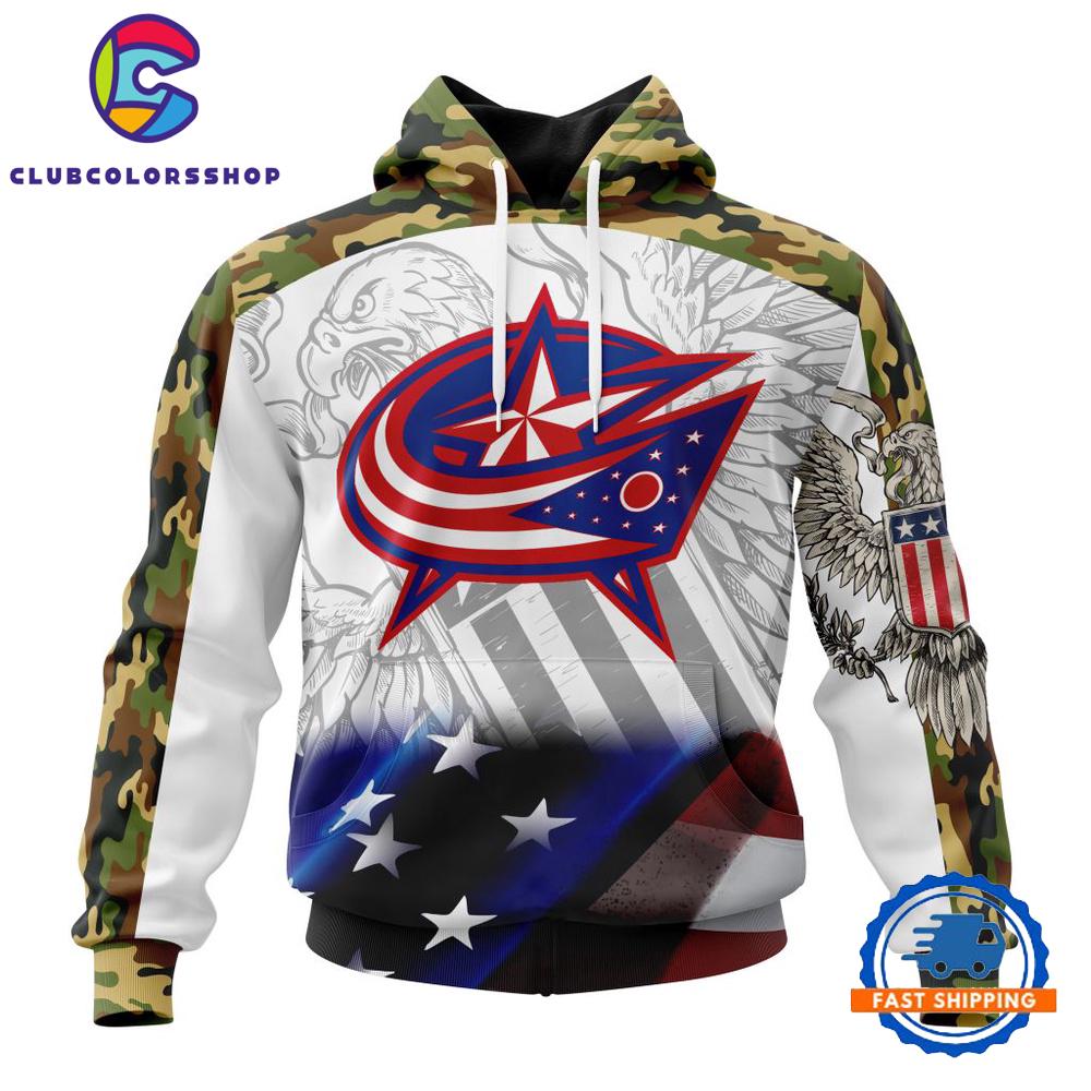 NHL Columbus Blue Jackets Specialized Design With Our America Flag And Our America Eagle Hoodie, T Shirt