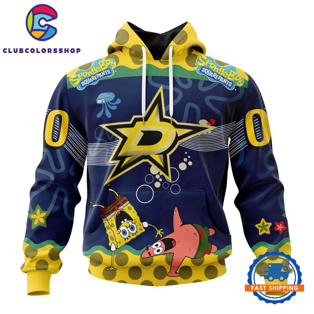 NHL Dallas Stars Specialized Jersey With SpongeBob Hoodie, T Shirt
