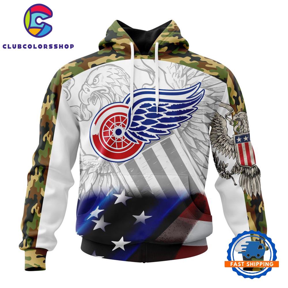 NHL Detroit Red Wings Specialized Design With Our America Flag And Our America Eagle Hoodie, T Shirt