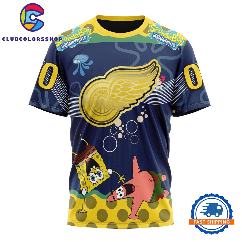 NHL Detroit Red Wings Specialized Jersey With SpongeBob Hoodie, T Shirt NHL Detroit Red Wings Specialized Jersey With SpongeBob Hoodie, T Shirt