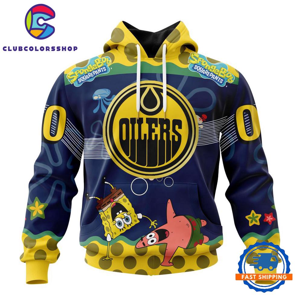 NHL Edmonton Oilers Specialized Jersey With SpongeBob Hoodie, T Shirt