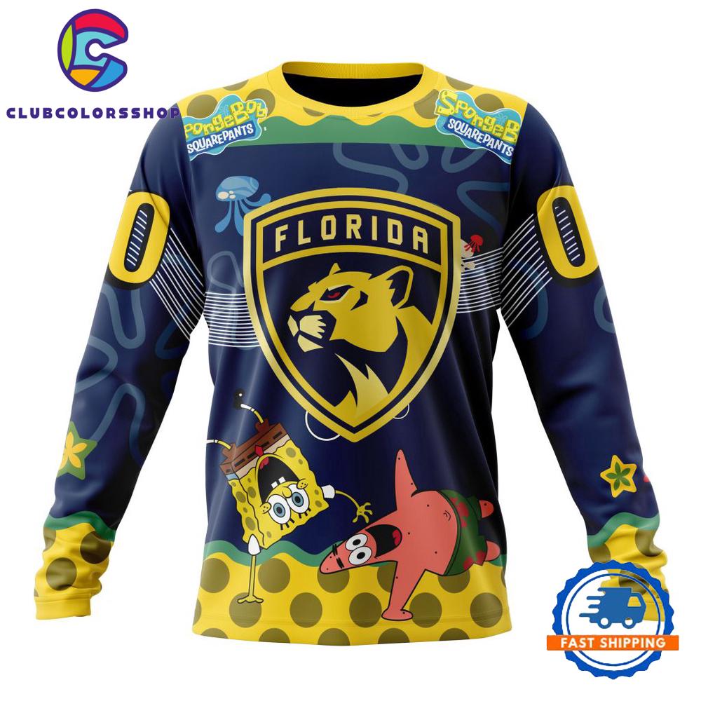 NHL Florida Panthers Specialized Jersey With SpongeBob Hoodie, T Shirt NHL Florida Panthers Specialized Jersey With SpongeBob Hoodie, T Shirt