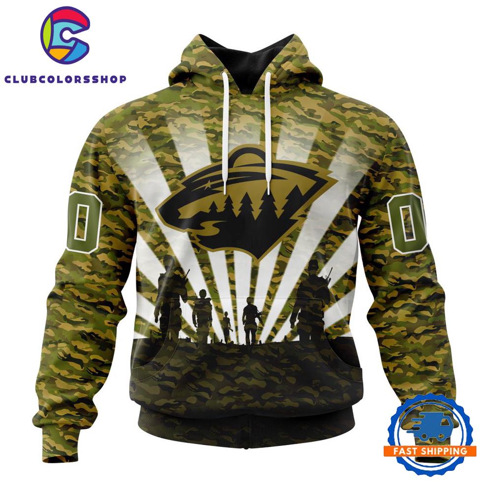 NHL Minnesota Wild Military Camo Kits For Veterans Day And Rememberance Day Hoodie, T Shirt