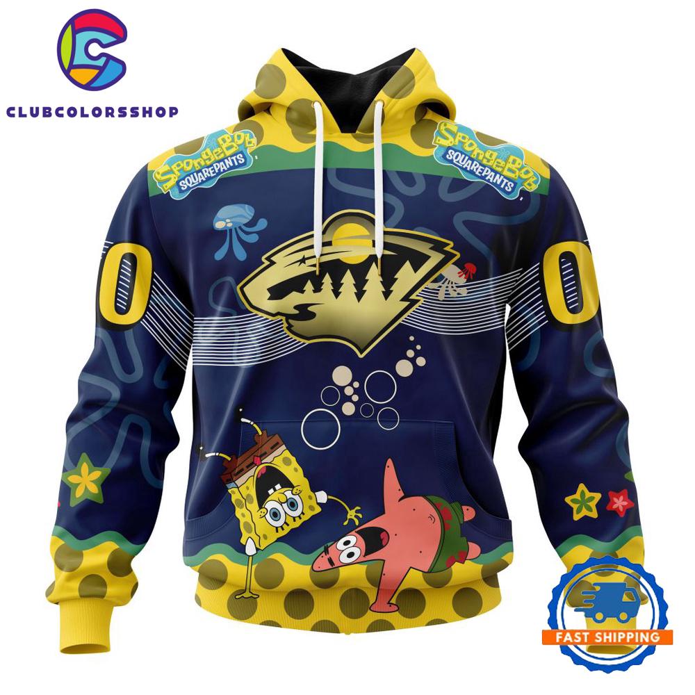 NHL Minnesota Wild Specialized Jersey With SpongeBob Hoodie, T Shirt