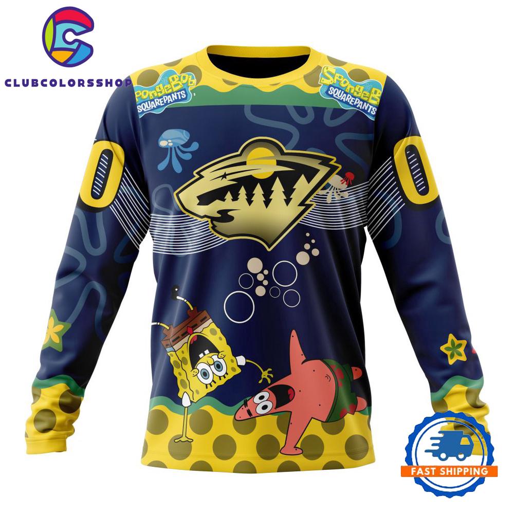 NHL Minnesota Wild Specialized Jersey With SpongeBob Hoodie, T Shirt NHL Minnesota Wild Specialized Jersey With SpongeBob Hoodie, T Shirt