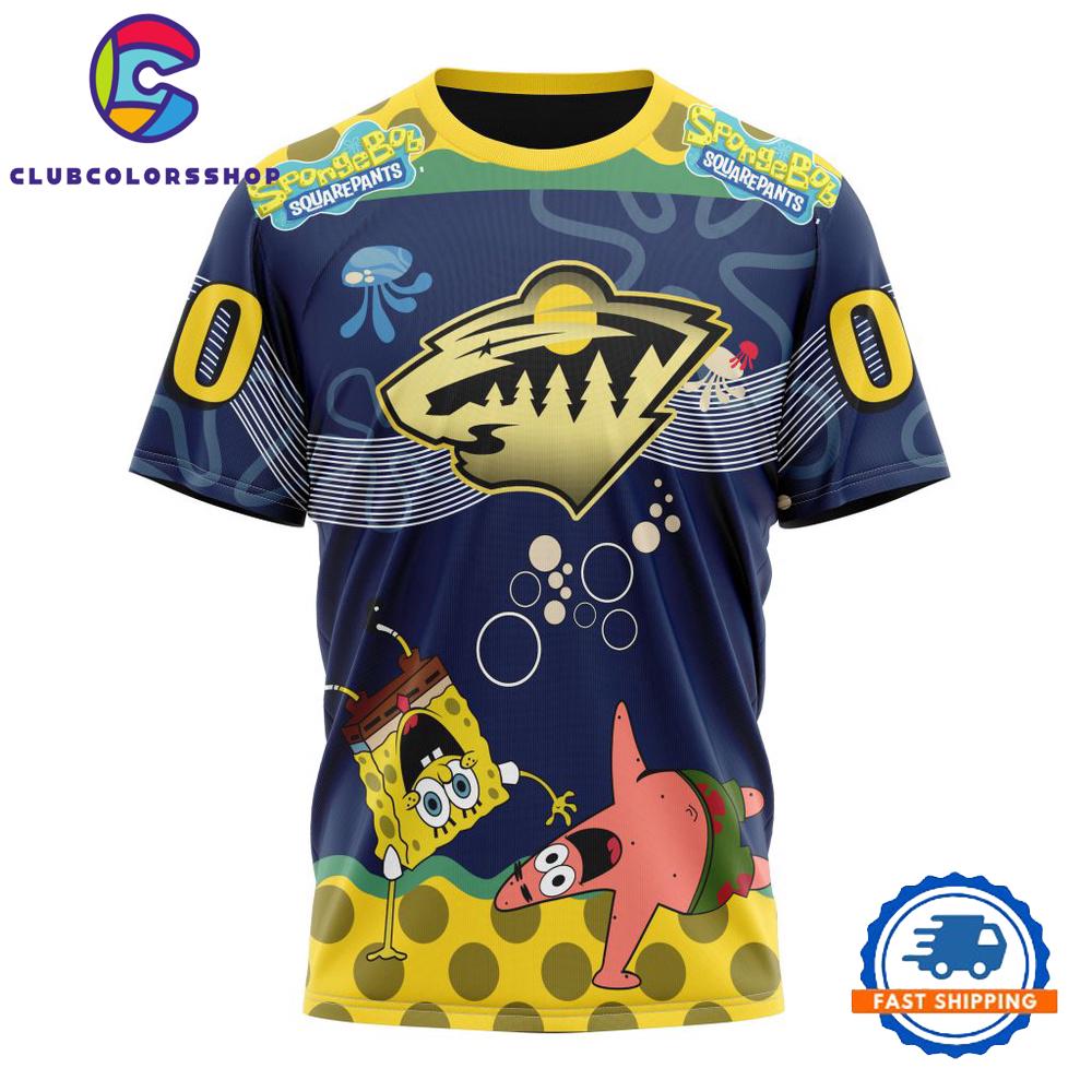 NHL Minnesota Wild Specialized Jersey With SpongeBob Hoodie, T Shirt NHL Minnesota Wild Specialized Jersey With SpongeBob Hoodie, T Shirt