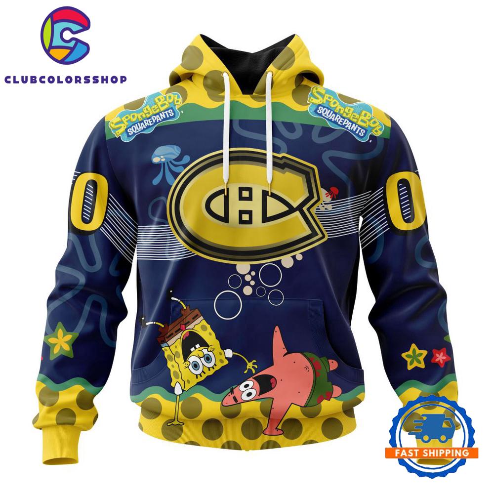 NHL Montreal Canadiens Specialized Jersey With SpongeBob Hoodie, T Shirt