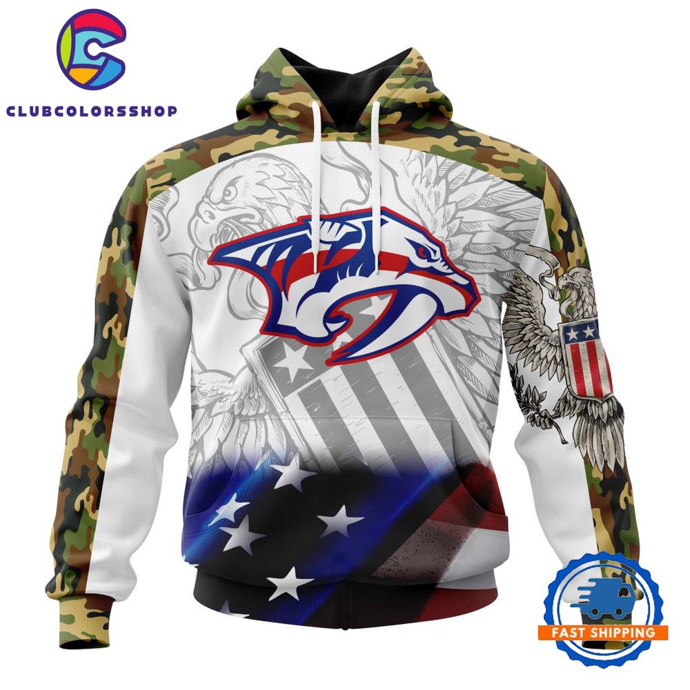 NHL Nashville Predators Specialized Design With Our America Flag And Our America Eagle Hoodie, T Shirt