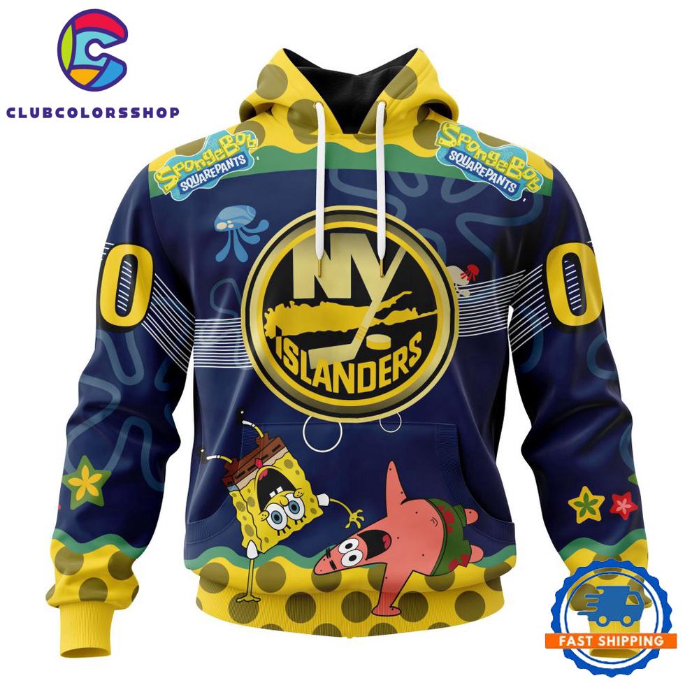 NHL New York Islanders Specialized Jersey With SpongeBob Hoodie, T Shirt