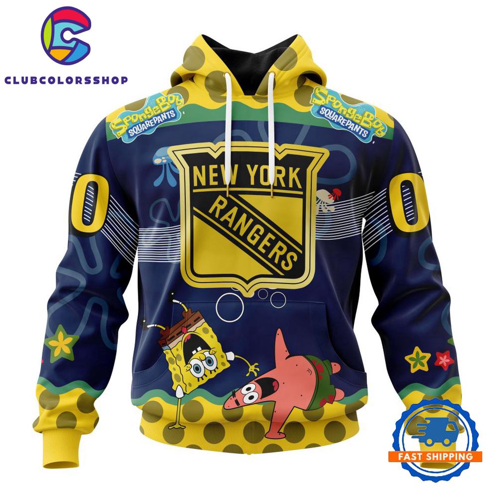 NHL New York Rangers Specialized Jersey With SpongeBob Hoodie, T Shirt